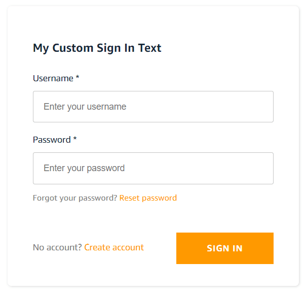 Customized AWS Amplify sign-in form using a username