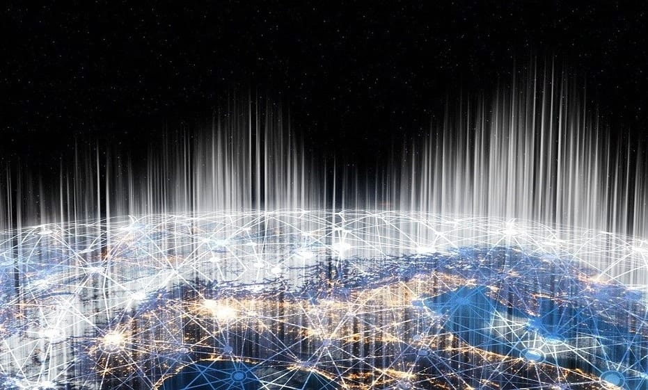 Conexiones de red digital entre ciudades de todo el mundo