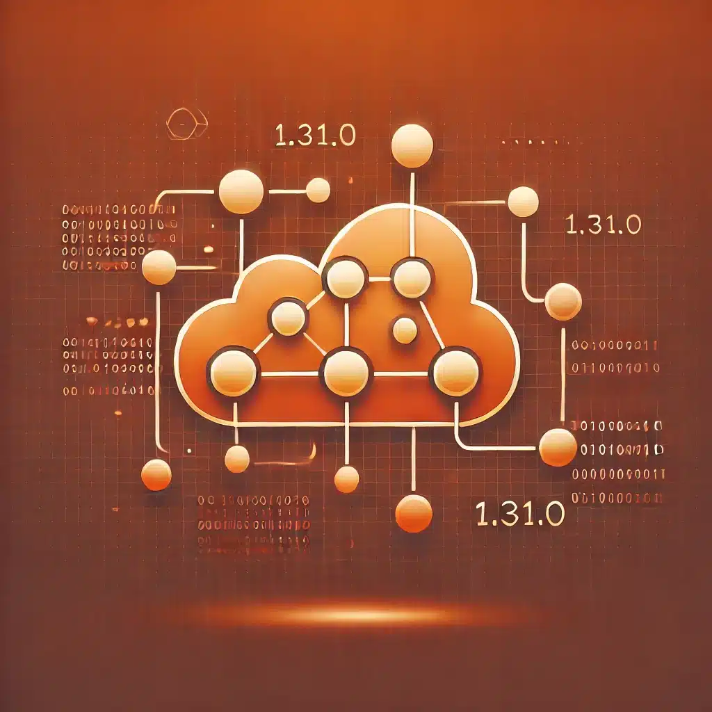 Il·lustració d’un núvol connectat a un clúster de nodes, amb el número de versió 1.31.0
