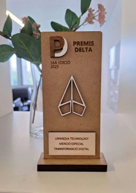 Trofeu de la Menció Especial dels Premis Delta 2025 per a Unimedia Technology