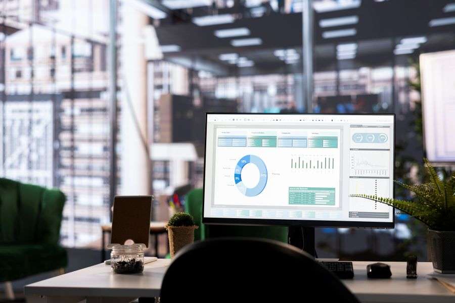 DORA metrics for software delivery performance shown on a dashboard in a modern workspace