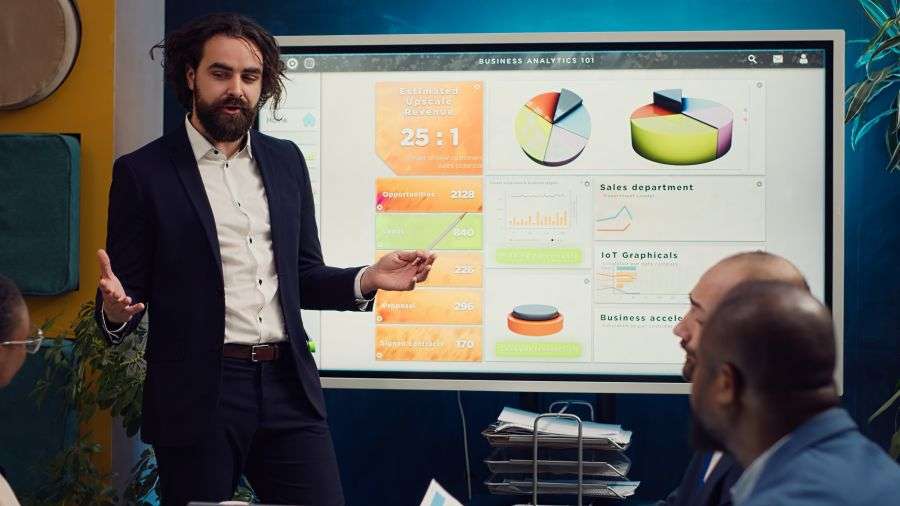 ai conversion optimization in service business with team analyzing performance dashboard