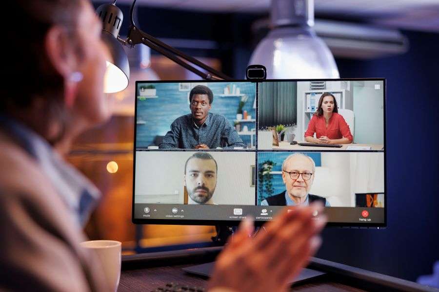nearshore europe development team collaborating through a video call